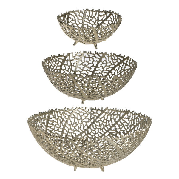 Fairmont Park 3 Piece Metal Oval Decorative Bowl in Golden Wayfair.co.uk